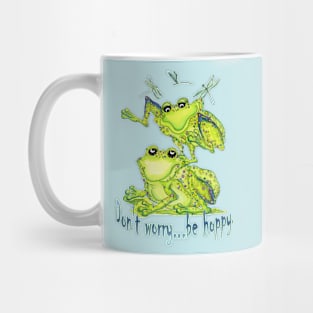 Don't Worry...Be Hoppy, Frog and Dragonfly Fun Mug